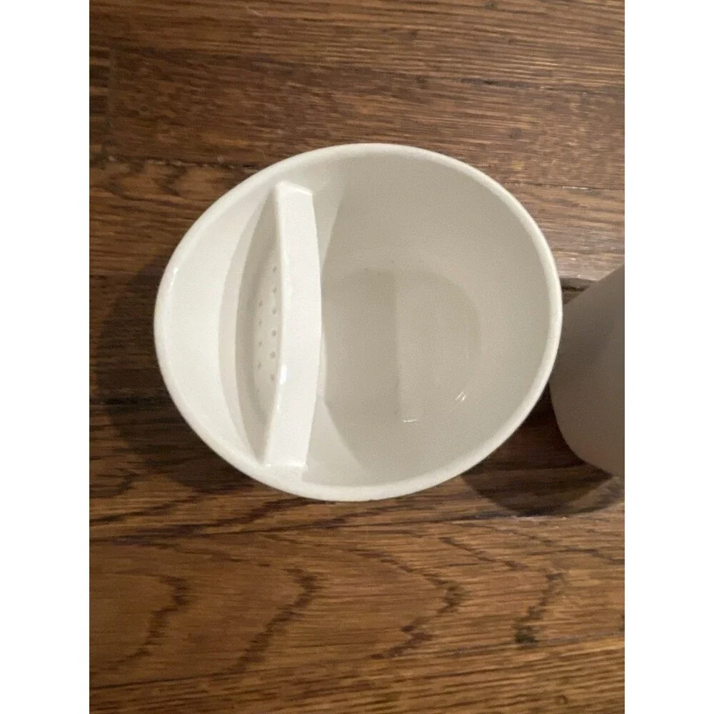 2 - White & Black Cuptone Tilting Teacup w/ Built-In Strainer for Loose Leaf Tea